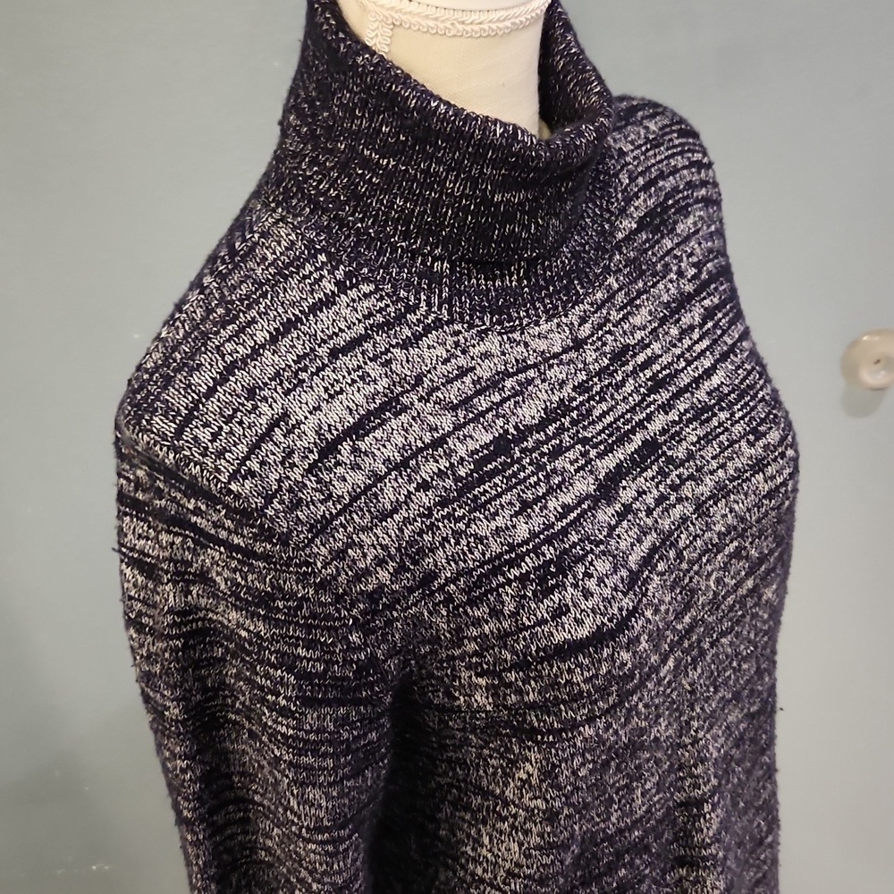 JCrew CottonWool Blend Heathered Navy Blue TurtleNeck Sweater Vintage Y2K Chunky - Picture 8 of 10